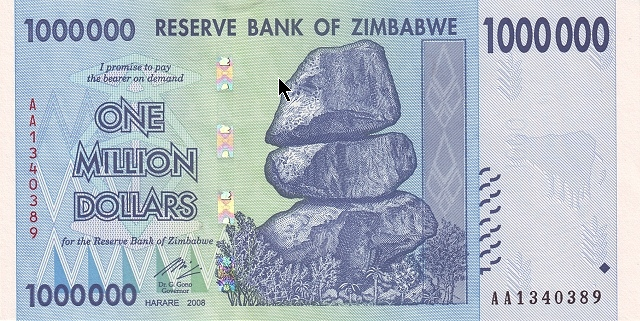 (012) Zimbabwe P77 - 1.000.000 Dollars (2008)